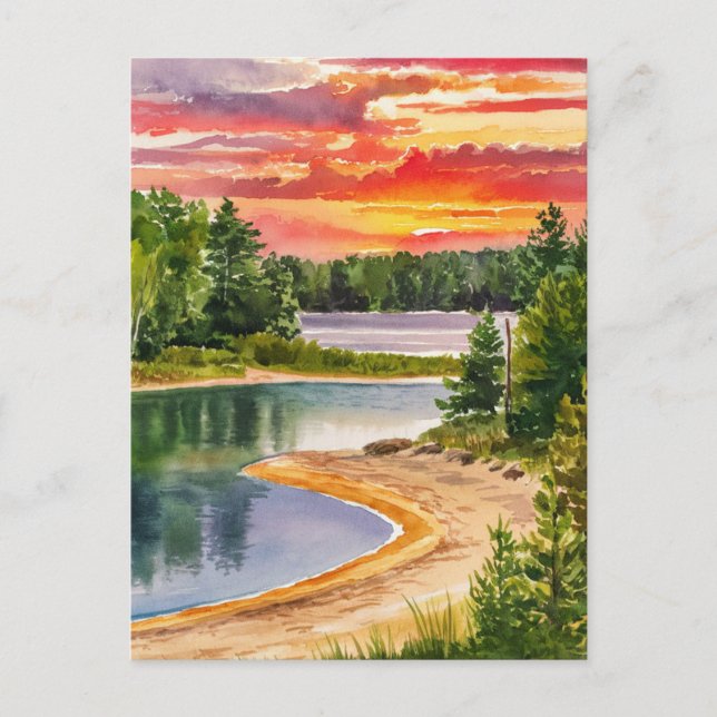 Presque Isle State Park Watercolor Painting Postcard (Front)