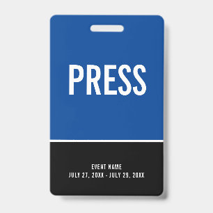 Press All Access Pass Blue Black ID Badge