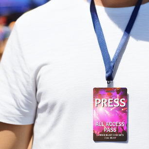 PRESS All Access Pass Concert Event ID Badge