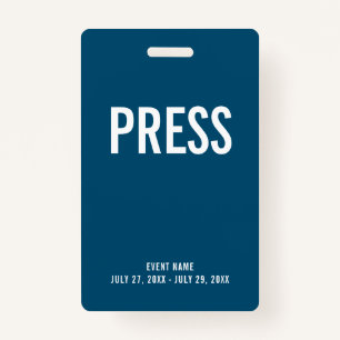 Press All Access Pass Event Blue ID Badge