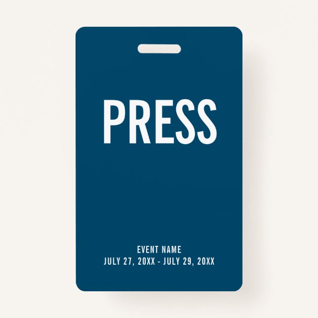 Press All Access Pass Event Blue ID Badge (Front)