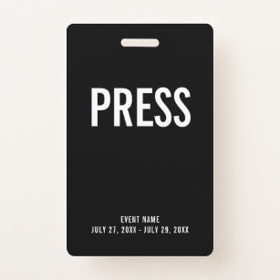 Press All Access Pass Event ID Badge