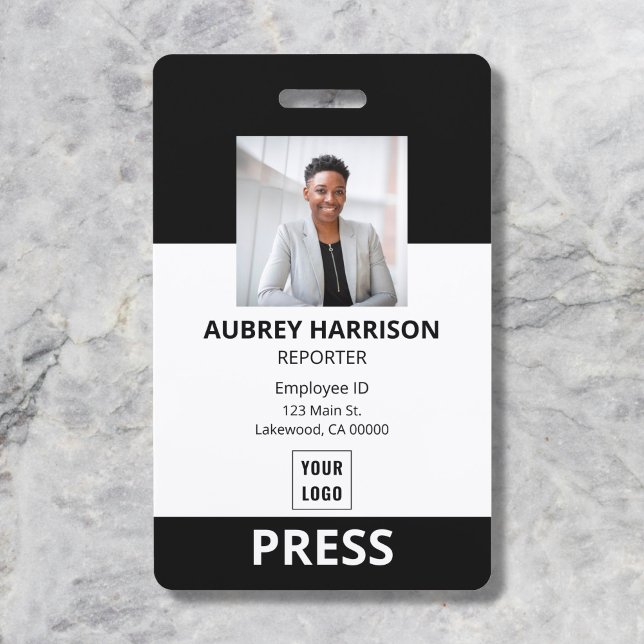 Press Employee Business Photo Black ID Badge (Creator Uploaded)