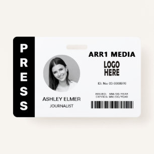 Press employee ID black photo template ID Badge