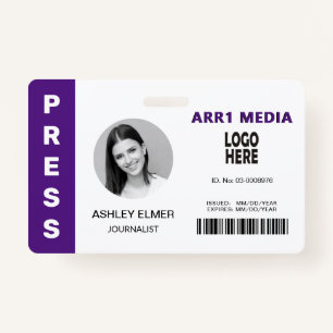 Press employee ID purple photo template ID Badge