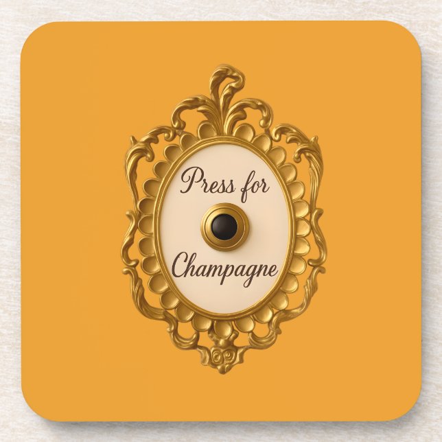 Press For Champagne Bar Cart Coaster (Front)