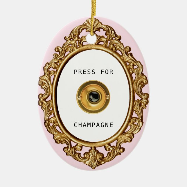 Press for Champagne |   Ceramic Tree Decoration (Front)