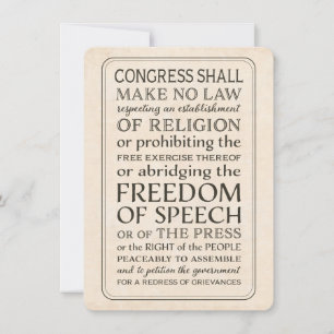Press Freedom -  First Amendment Text Invitation