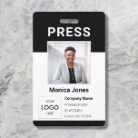 Press Logo Photo QR Code Professional Badge ID Badge<br><div class="desc">Modern professional badge ID with photo.</div>