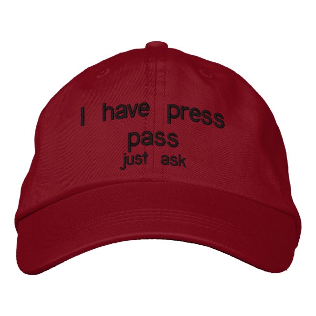 Press pass joke embroidered hat (Front)
