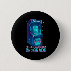 Press Start 2nd Grade Gamer Kids Level Up Fun 1 6 Cm Round Badge