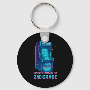 Press Start 2nd Grade Gamer Kids Level Up Fun 1 Key Ring