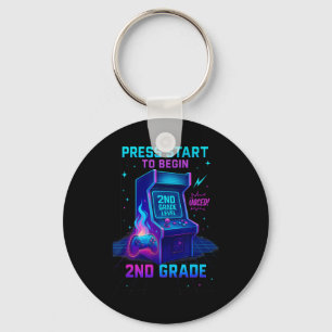 Press Start 2nd Grade Gamer Kids Level Up Fun Key Ring