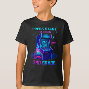 Press Start 2nd Grade Gamer Kids Level Up Fun T-Shirt