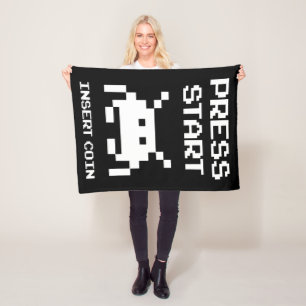 Press Start Insert Coin gamer design Fleece Blanket