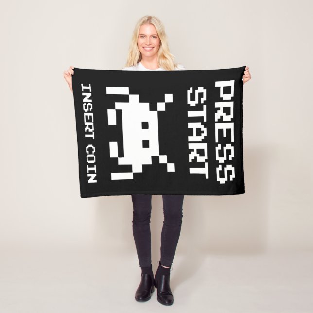 Press Start Insert Coin gamer design Fleece Blanket (In Situ)