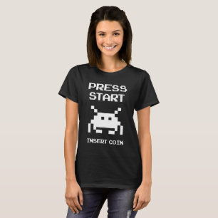 Press Start Insert Coin gamer design T-Shirt