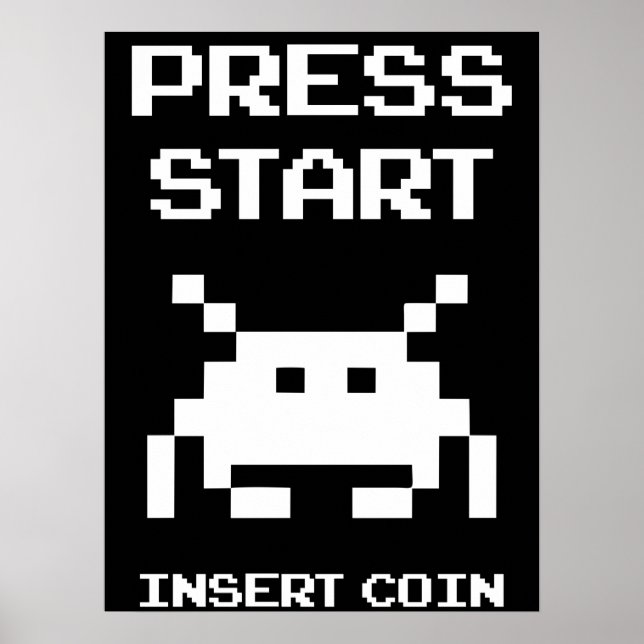 Press Start Insert Coin gamer Poster (Front)