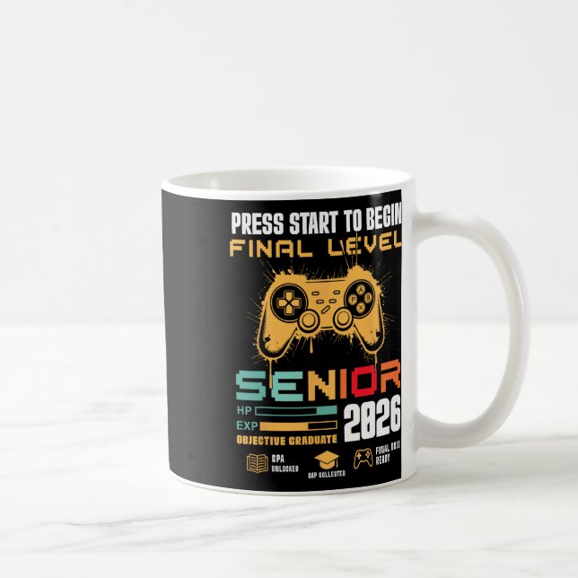 Press Start To Begin Final Level Senior 2026 Gamer Coffee Mug (Right)