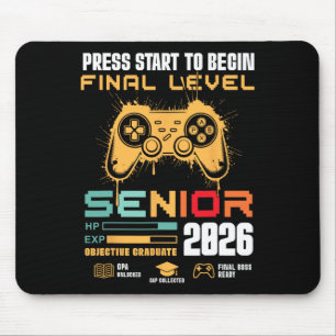 Press Start To Begin Final Level Senior 2026 Gamer Mouse Mat