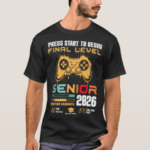 Press Start To Begin Final Level Senior 2026 Gamer T-Shirt