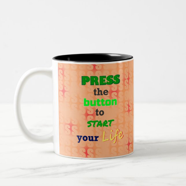 Press the green button  Two-Tone coffee mug (Left)