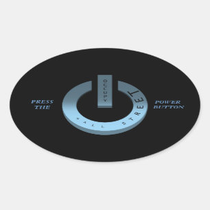 PRESS THE POWER BUTTON OVAL STICKER