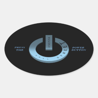 PRESS THE POWER BUTTON OVAL STICKER