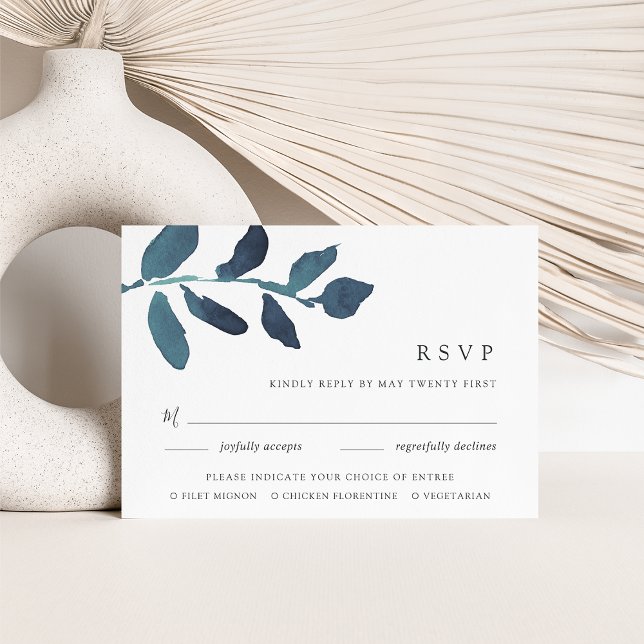 Pressed Botanical Entree RSVP Card | Ultramarine (Creator Uploaded)