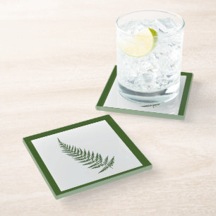 Pressed Botanical Fern Leaf - Mix and Match Colour Glass Coaster