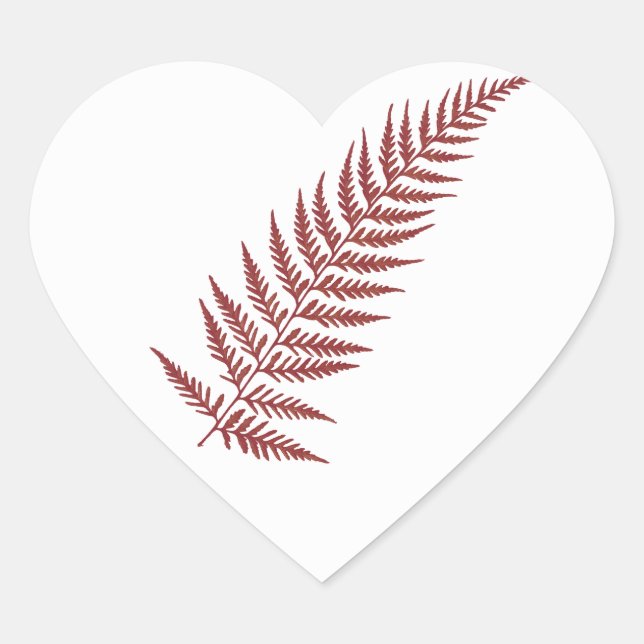 Pressed Botanical Fern Leaf - Mix and Match Colour Heart Sticker (Front)