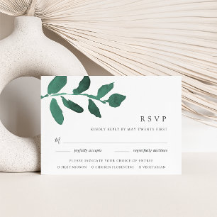 Pressed Botanical Meal Choice RSVP Card Emerald