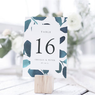 Pressed Botanical Personalised Table Number Card