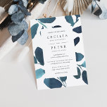 Pressed Botanical Wedding Invitation | Azure<br><div class="desc">Elegant watercolor botanical wedding invitations feature your wedding details in classic lettering,  framed by watercolor leaves in shades of ultramarine and dark teal.</div>