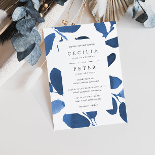 Pressed Botanical Wedding Invitation Indigo
