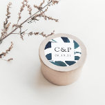 Pressed Botanical Wedding Monogram Classic Round Sticker<br><div class="desc">Finish your wedding invitations or favours with these elegant botanical stickers featuring your initials and wedding date framed by sprigs of vibrant dark teal blue watercolor foliage on a white background. Coordinates with our Pressed Botanical wedding collection in Ultramarine.</div>