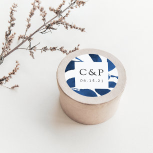 Pressed Botanical Wedding Monogram Classic Round Sticker
