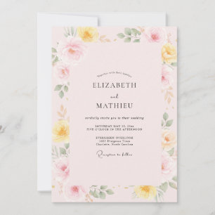 Pressed Butter Yellow Petal Wedding Invitation