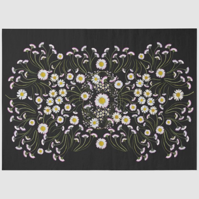 Pressed Daisies Pattern Craft Tissue paper (Front)