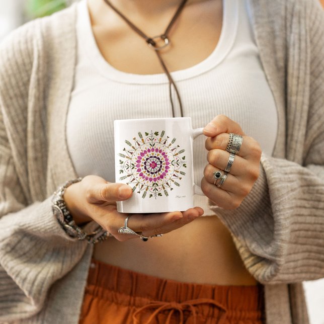 Pressed Flower Art by S. Frigui From the Original Large Coffee Mug (Creator Uploaded)