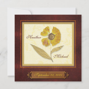 Pressed Flower Frame Autumn Wedding Invitation