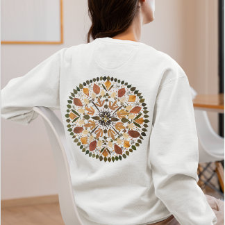 Pressed Flower Mandala l Autumn Botanical Floral Sweatshirt