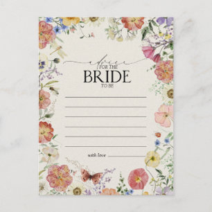 Pressed Flowers Advice To The Bride Postcard