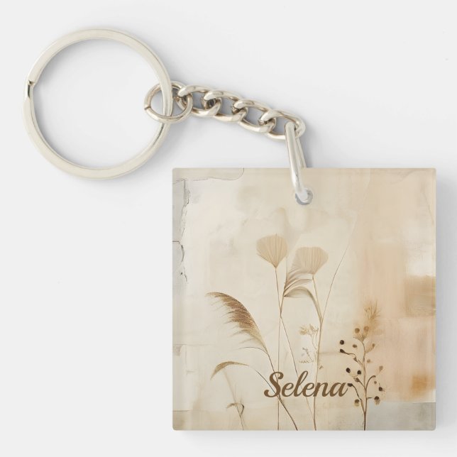 Pressed Flowers and Grass Key Ring (Front)