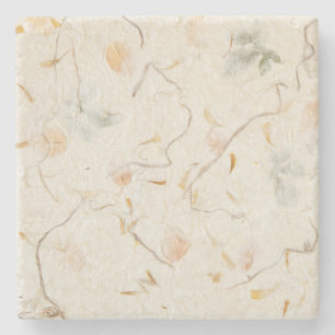 Pressed flowers background Natural kraft paper Stone Coaster
