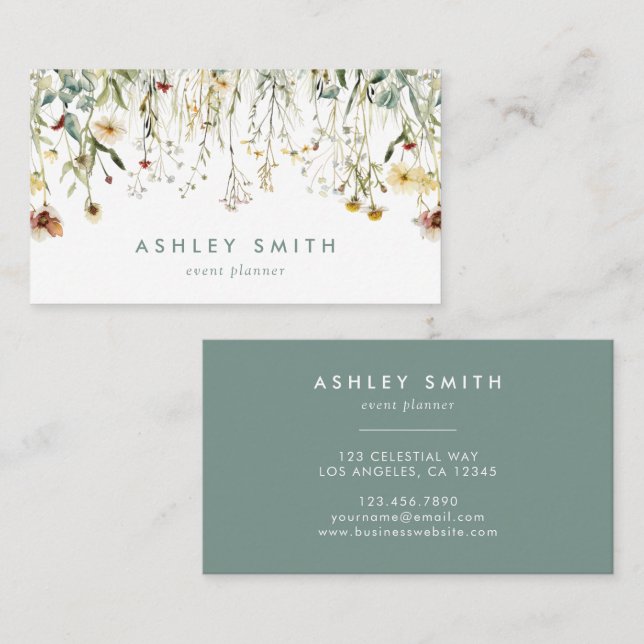 Pressed Flowers Business Card (Front/Back)