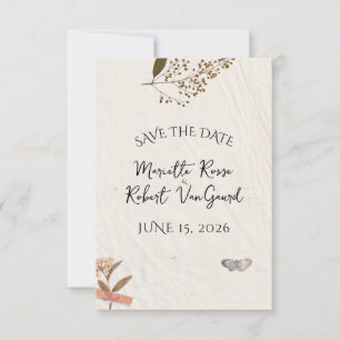 Pressed flowers Natural and Simple Wedding Save The Date