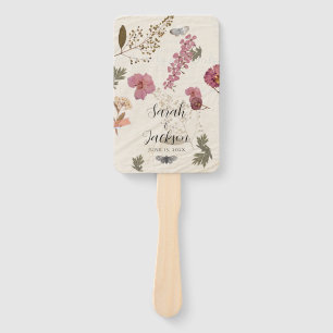 Pressed Flowers Shabby Garden Chic Hand Fan