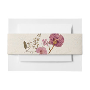 Pressed Flowers Shabby Garden Chic Program Invitation Belly Band