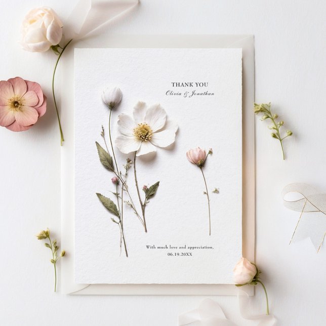 Pressed Flowers Wedding Thank You Card (Creator Uploaded)